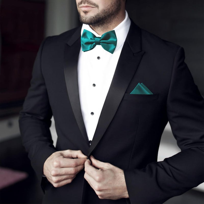 Trilece Bow Ties for Men - Mens Solid Color Formal Pre Tied Bowtie and Pocket Square Sets - Mens Bowties Bow Tie Sets - Image 5